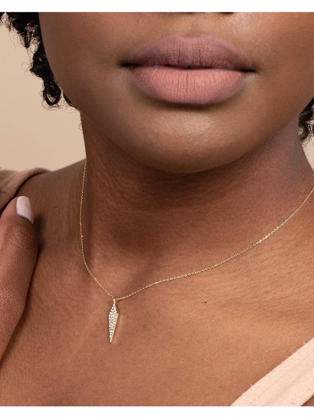 Uncommon James 14K Gold Plated Straight To The Point Dainty Pave Necklace NWTs - Picture 3 of 14